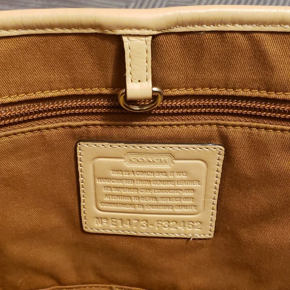 Coach brown and tan leather satchel for women - Picture 8 of 10